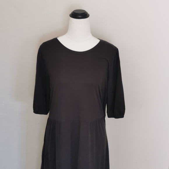 Decjuba Dress Black sz L Drop Hem Longline Gypsy style 3/4 Sleeve Boho 90s - Picture 10 of 12